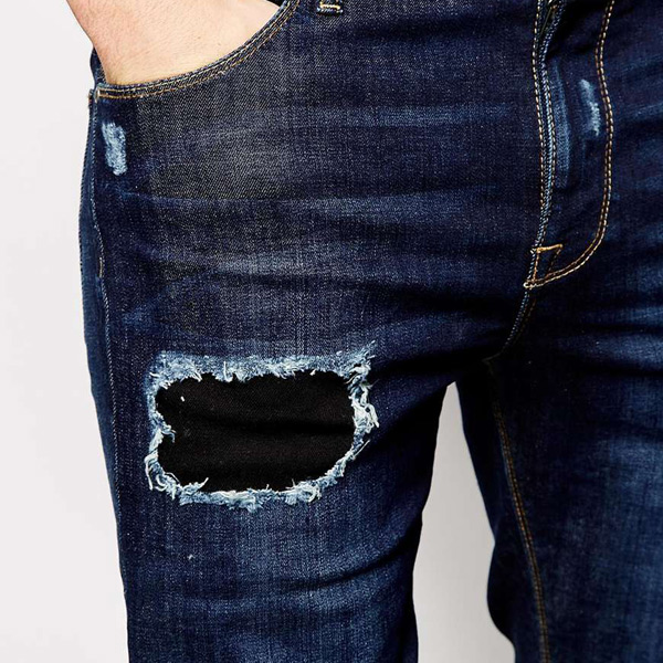 Men stretchy skinny ripped hole Jeans