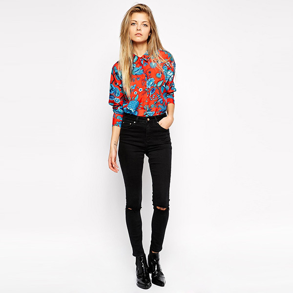 Women tops blue flowers