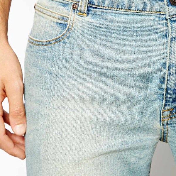 Men short washed denim light