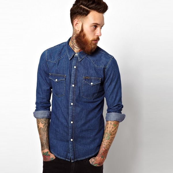 Men casual shirt denim